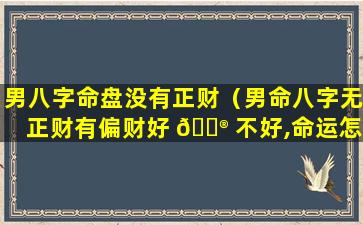 男八字命盘没有正财（男命八字无正财有偏财好 💮 不好,命运怎么样）